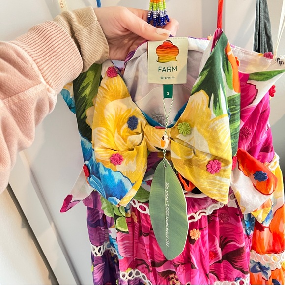NWT FARM Rio Rainbow Chita Flower Midi Dress Size Small - Picture 8 of 11